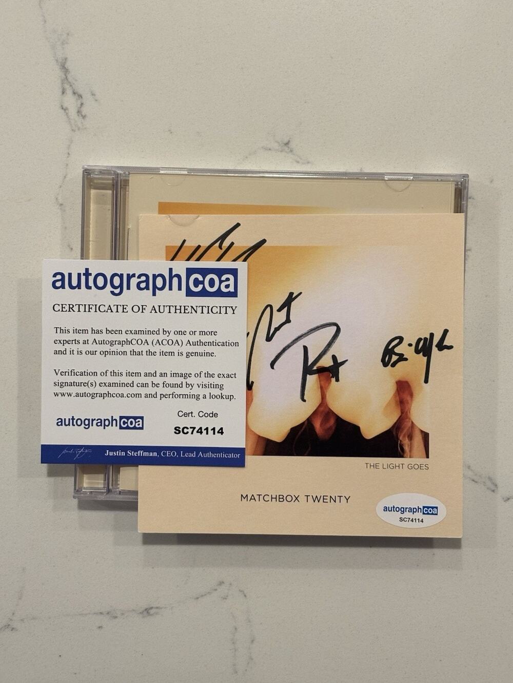 MATCHBOX 20 (Twenty) Where The Light Goes Signed CD Autograph ACOA Certified 10